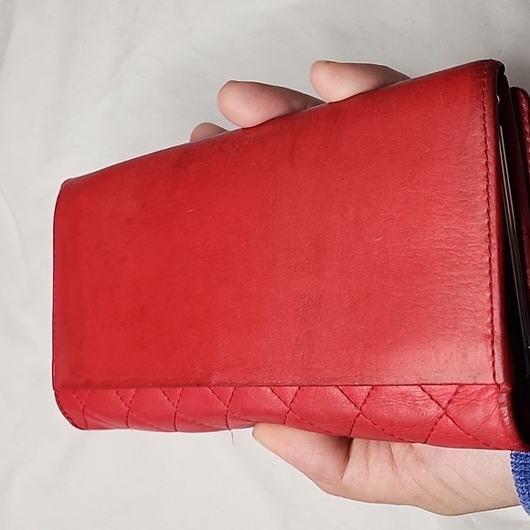 Host pick😍 Givenchy Quilted Long Flap Wallet Red Lambskin converter Crossbody - Picture 14 of 16